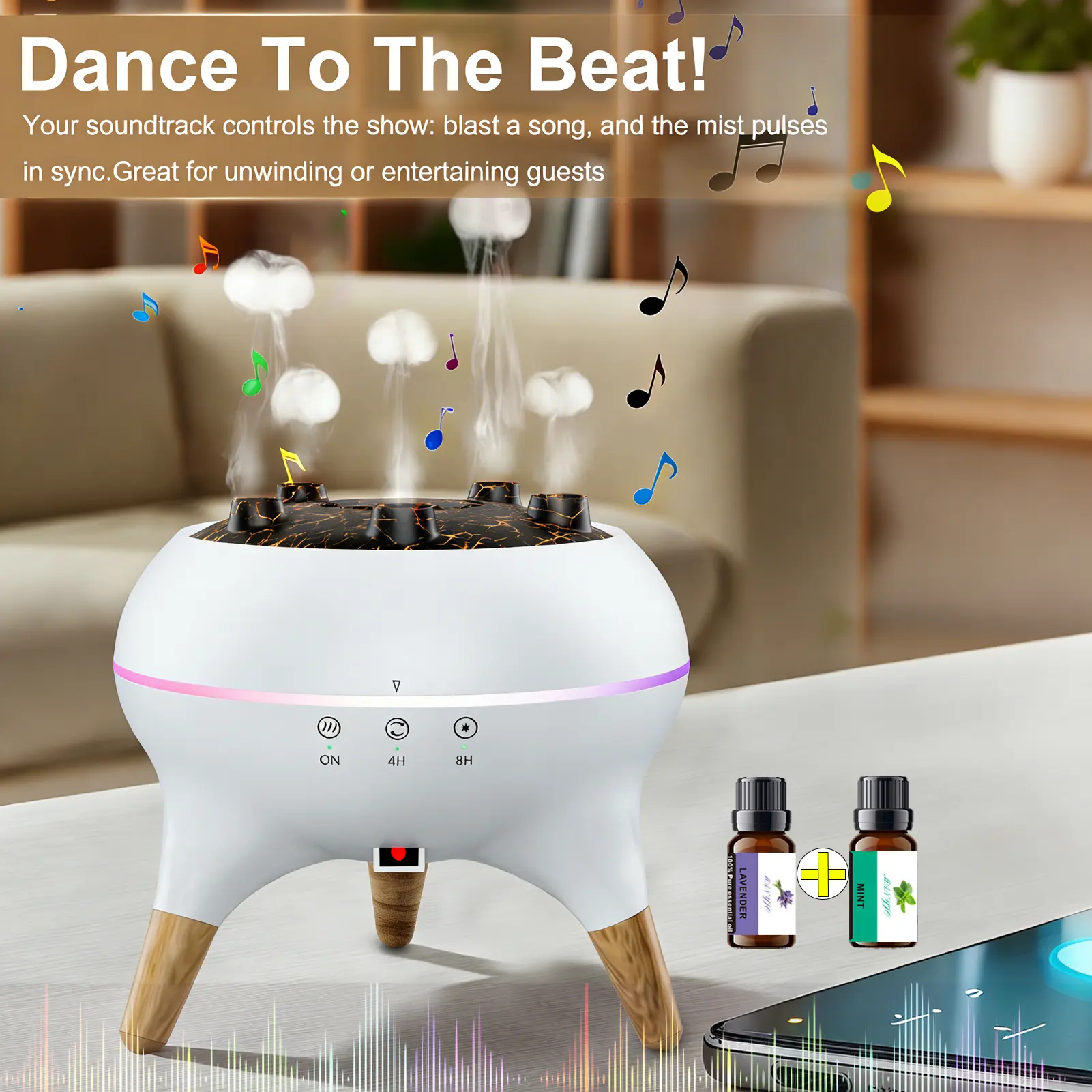 Jellyfish Dynamic Multi-Spray Aroma Diffuser Humidifier - Wireless Cool Mist Desk Model for Office, Flame Scent Unit with Colorful Mist Glow, Multifunctional Home Electronic Appliance, Aroma Diffuser Humidifiers