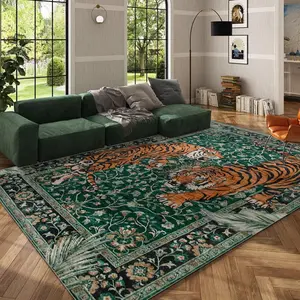 Tiger Pattern Rug, 1 Count Non-slip Washable Floor Mat, Decorative Carpet for Home Living Room Bedroom Hotel, Animal Print Rug, Animal Printed Rug