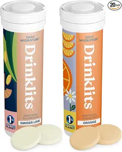 Simply the Best Hydration, Vitamins, Electrolyte Tablets in Ginger-Lime and Orange - 2 Tubes | 20 Servings