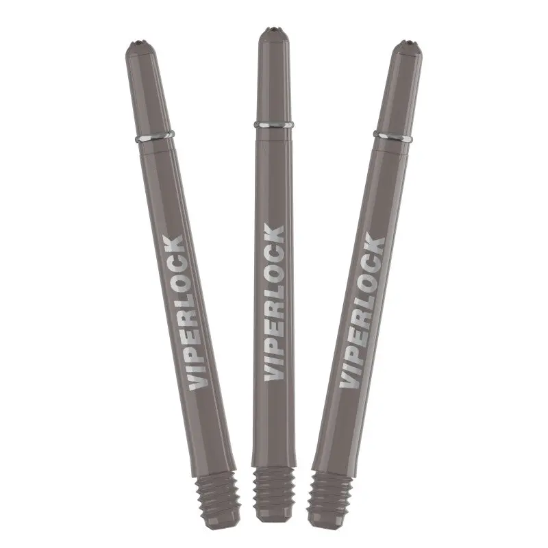 Medium Polycarbonate Dart Shafts - 3-Pack Assorted Smoke with Aluminum Viperlock Rings, High Pressure Molded Polymer, 2BA Threads, Shatter-Resistant for Sport Dart-Throwing