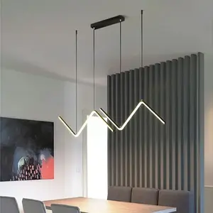 Modern Black/Gold 90cm LED Chandelier Home Decorative Lighting Fixture Stepless Dimming Aluminum Lightning Wire Chandelier Suitable for Living Room Aisle Balcony Restaurant Bar Table Lamp Kitchen Island Bedroom Decorative Lighting Fixture