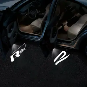 2Pcs LED Car Door Light Welcome Projector Lamp For Volkswagen VW R Line GTI Touareg 7P Golf 5 6 7 Jetta MK5 MK7 Passat B6 B7 B8 B9 CC Tiguan Accessories