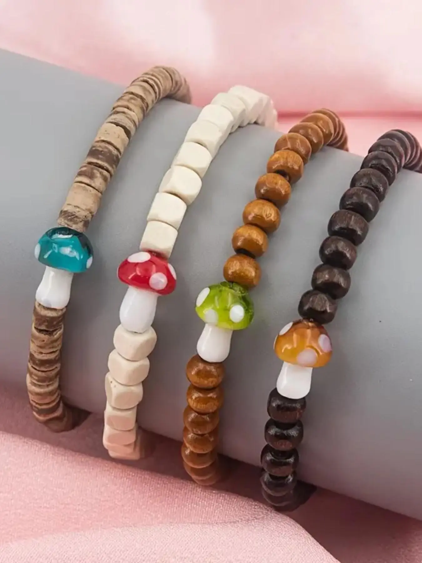 Boho Style Mushroom Design Beaded Bracelet, Fashion Colorful Beaded Bracelet for Women & Girls, Trendy All-match & Exquisite Jewelry for Birthday Gift, Bead Bracelets, Pretty Bracelet, Fashionable Bracelet Style, Aesthetic Jewelry