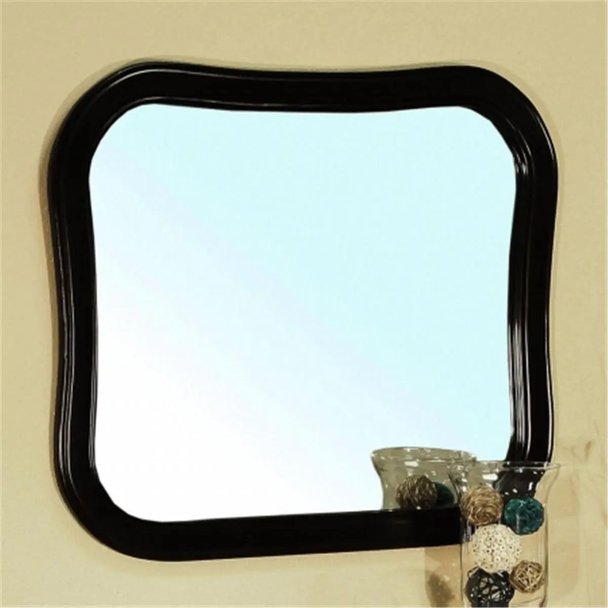 212 MAIN Rectangle Wooden Birch Frame Glass Mirror - Black, Bathroom-Safe, Rust-Proof Indoor Furniture Decor Piece