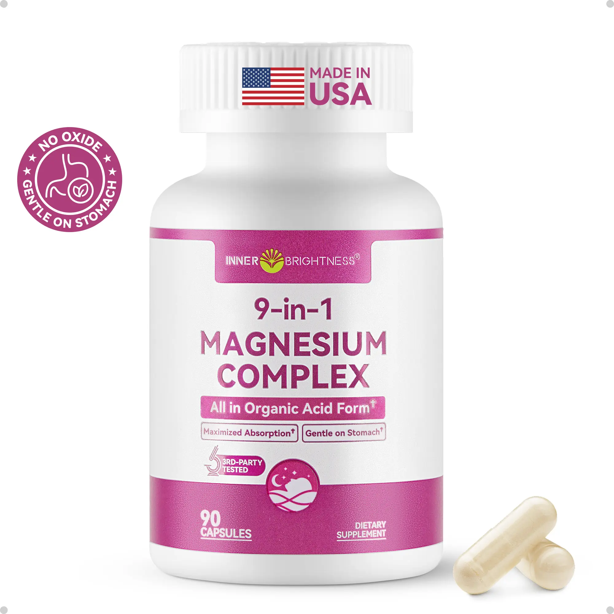 9-in-1 Magnesium Complex, 300mg Magnesium from 9 Organic Forms, Glycinate, Citrate, Malate, High Absorption for Sleep & Relaxation, Energy & Muscle Support, 90 Capsules #SummerVibes Essential Minerals Supplement Fitness,travel essentials