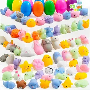 72 Pcs Easter Prefilled Eggs with Mochi Squishy Toys, Kawaii Stress Reliever Squishy Toy for Easter Egg Hunt, Kids Party Favor, Basket Stuffers, Goodie Bag Fillers, Classroom Prize Supplies