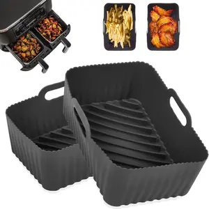 Silicone Air Fryer Pads for Ninja Foodi Af300uk, 2-Piece Set, Reusable Dual-Layer Air Fryer Accessories, Durable Silicone Liners, Air Fryer Accessory Set, Kitchen Household