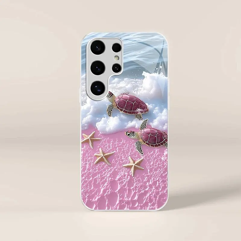 Cute tropical summer vacation phone case, clear coastal island ocean bumper for Galaxy S24 Ultra — 975