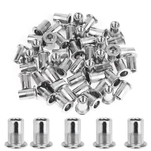 50 count 1/4"-20 Stainless Steel Rivet Nuts Flat  Threaded Insert Nutsert