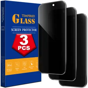 3-Pack Privacy Screen Protector For iPhone 17 16 15 14 13 12 11 Pro Max X XR 8 7 6 Anti-Spy Tempered Glass, 9H Hardness, Bubble-Free, Case Friendly