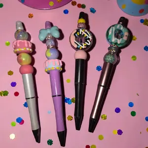 Sweet Treats Beaded Pens - Adorable Cake & Donut Designs for Fun Writing - Perfect for Kids & Office Use