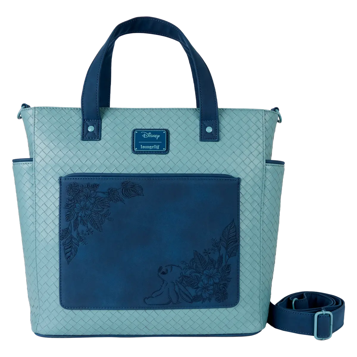 Stitch Embroidered Floral Convertible Backpack & Tote Crossbody Bag