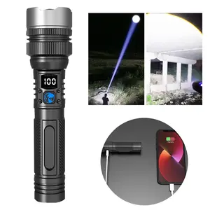 2-in-1 Rechargeable Flashlight + Power Bank,  High Lumen Super Bright, Zoomable Beam LCD Digital Power Display 3 Modes Pocket Waterproof Flashlight for Camping Hiking Home