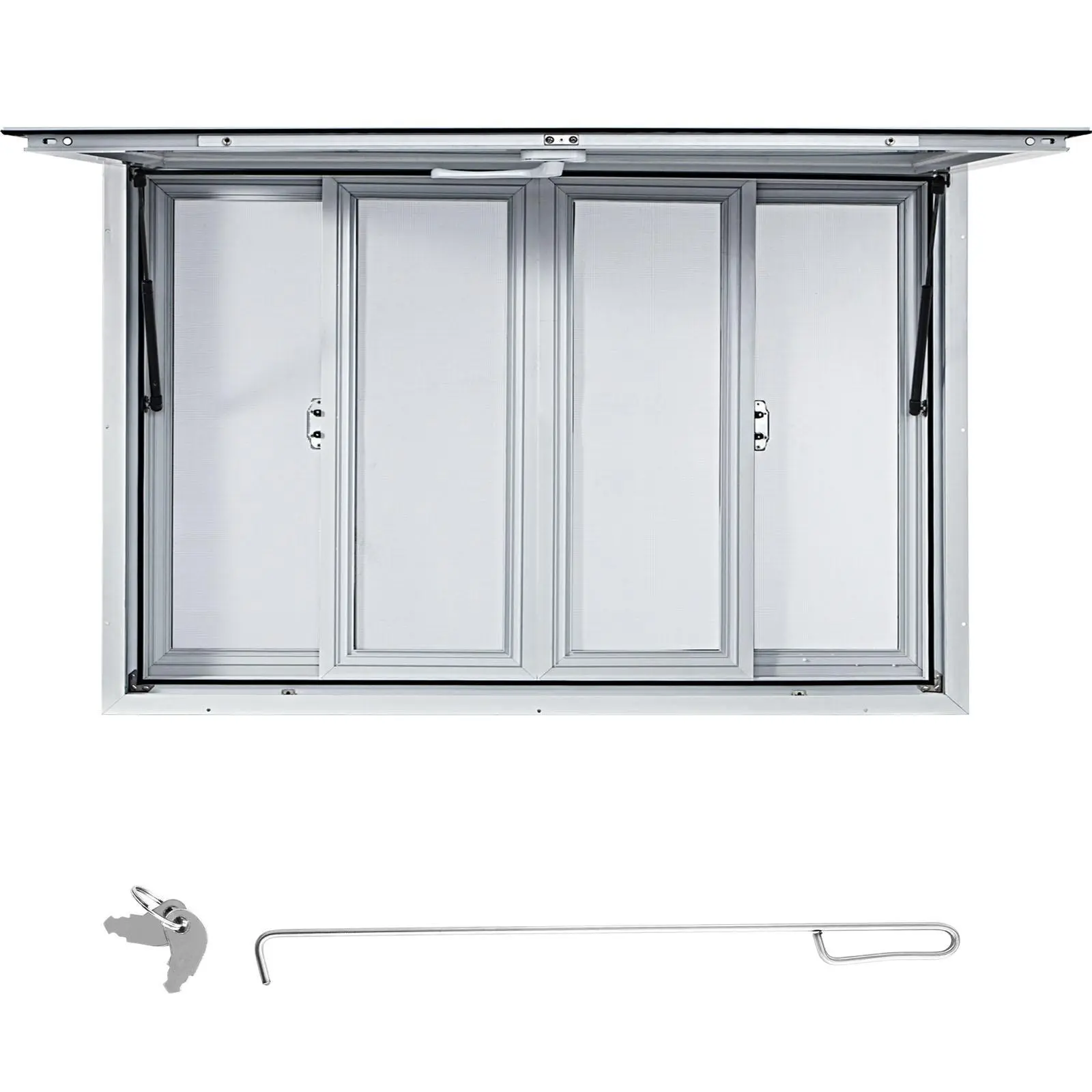 【SummerFinds】VEVOR Concession Window, 60 x 36 inch, Aluminum Alloy Food Truck Service Window with 4 Horizontal Sliding Screen Windows & Awning Door & Drag Hook, Serving Window for Food Trucks Concession Trailers