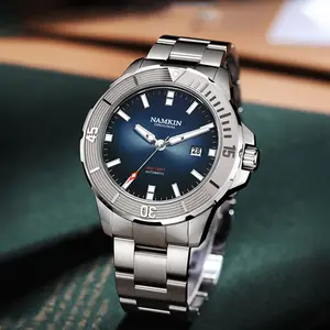 NAMKIN Men's Automatic Mechanical Watch | 30ATM (100FT) Water Resistance,  Blue Sunray Dial with Luminous Markers & Date Window | Rugged Yet Stylish Timepiece for Daily Wear & Adventures lifestyle  watch business waterproof fashion watch