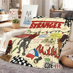 1Ppc STRANGER blanket Retro Graphic Design Exquisite Blanket, Cozy Living Room Accent, Perfect Gift for Fans and Holidays Eleven, Mike, Dustin, Lucas, Will, Vecna, Jim, Joyce, Nancy, outdoor enthusiasts, perfect Christmas and New Year's gifts.