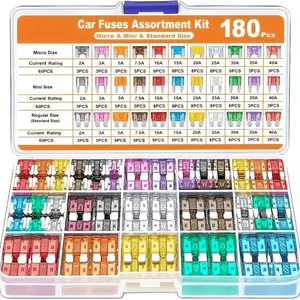 180/300pcs Automotive Fuse Kit, Includes 60 Mini Blade Fuses, 60 Standard Automotive Fuses, 60 Micro Fuses, and 1 Fuse Puller. Suitable for Cars, RVs, Trucks, and Motorcycles