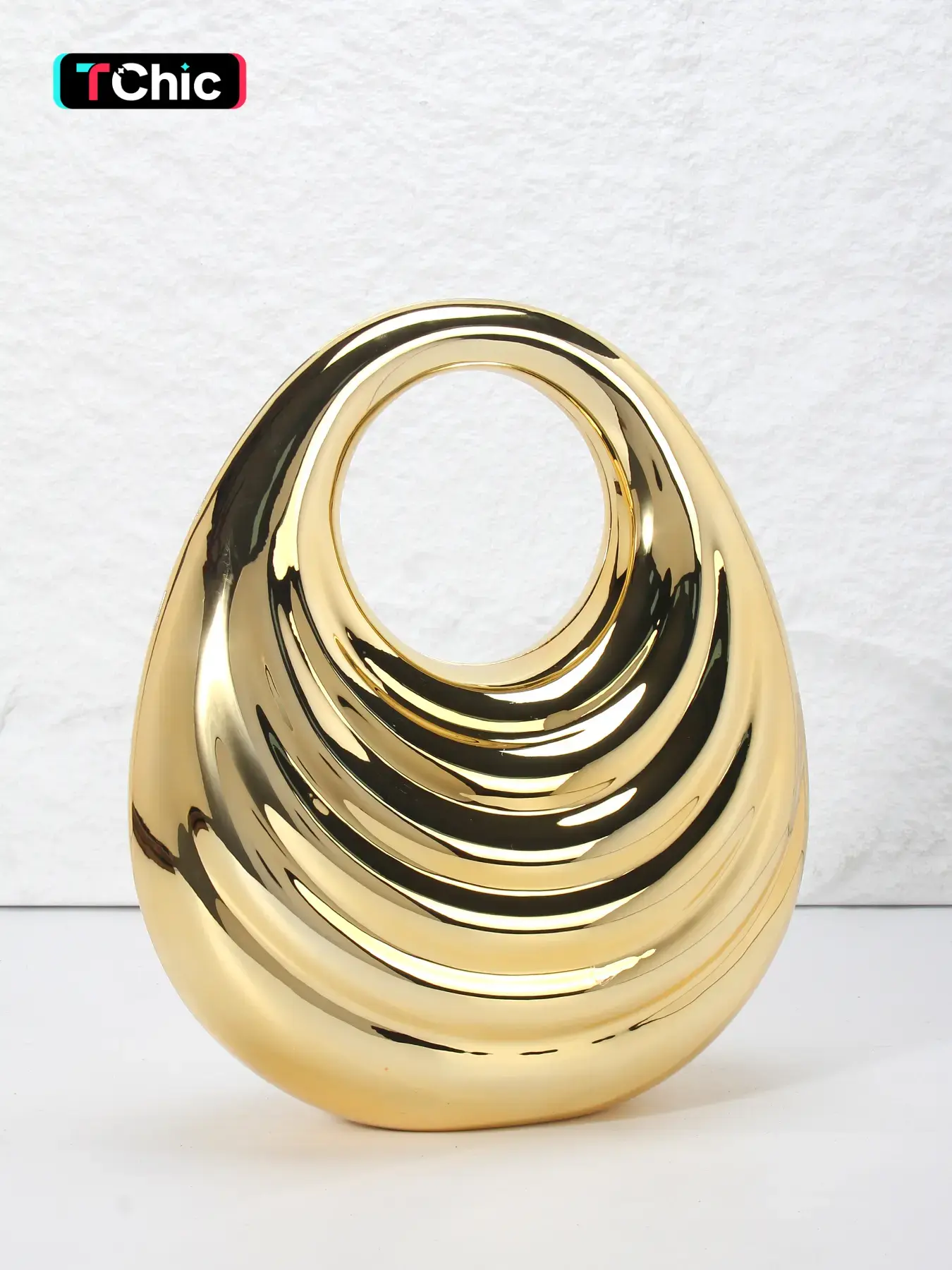 Luxury Gold Glossy Ring-Shaped Women's Evening Clutch, Acrylic Handbag, Fashion Clutch, Chain Shoulder Bag, Suitable for Banquets, Formal Occasions, Holiday Gifts, Weddings