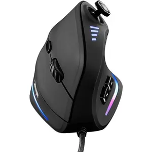 Gaming Mouse with 5D Rocker, Ergonomic Mouse with 10000 DPI/11 Programmable Buttons, Vertical Gaming Mouse Wired For PC/Laptop/E-Sports/Gamer (Black)