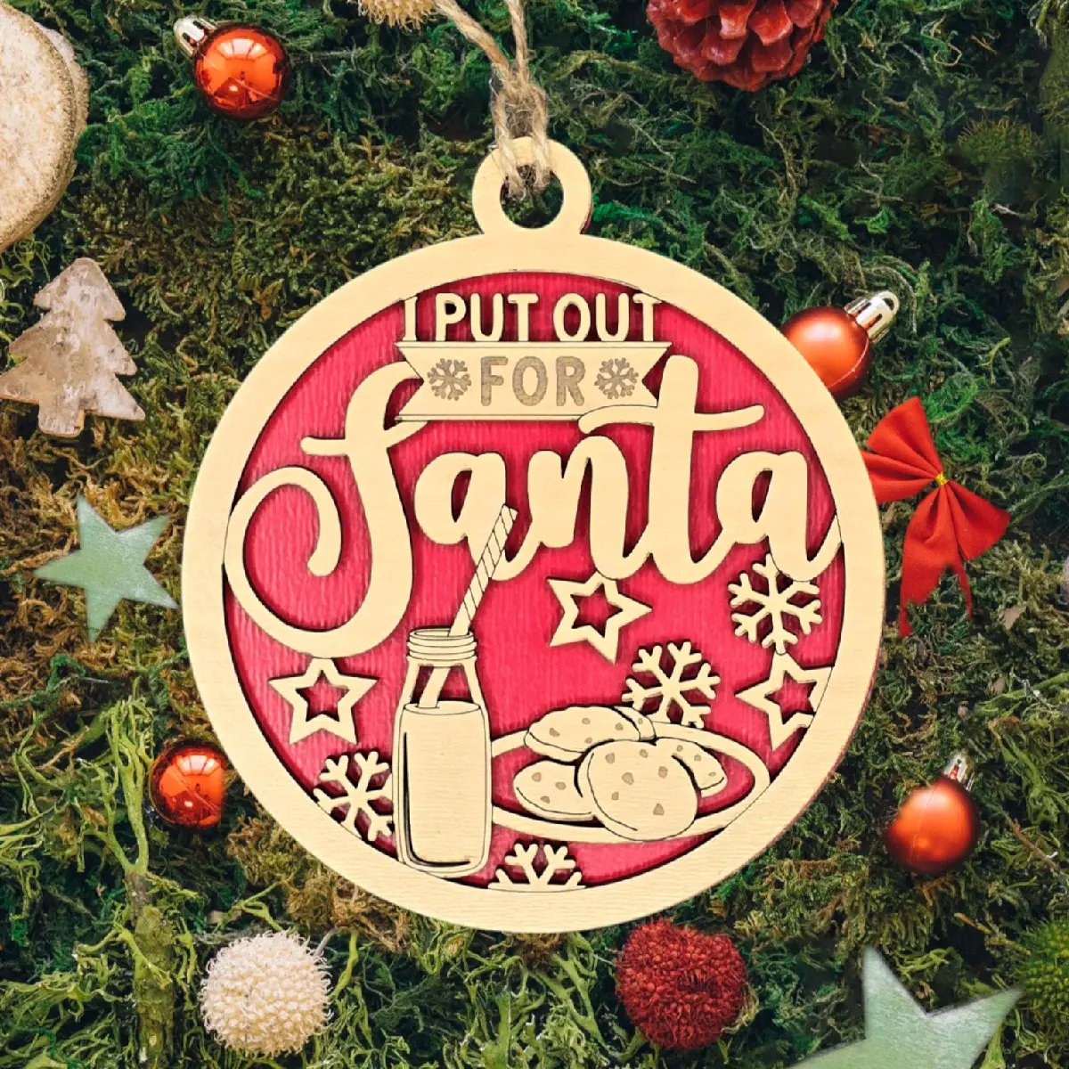 NAUGHTY 'I Put Out For Santa' Cookies & Milk Christmas Ornament - Decorative Decoration