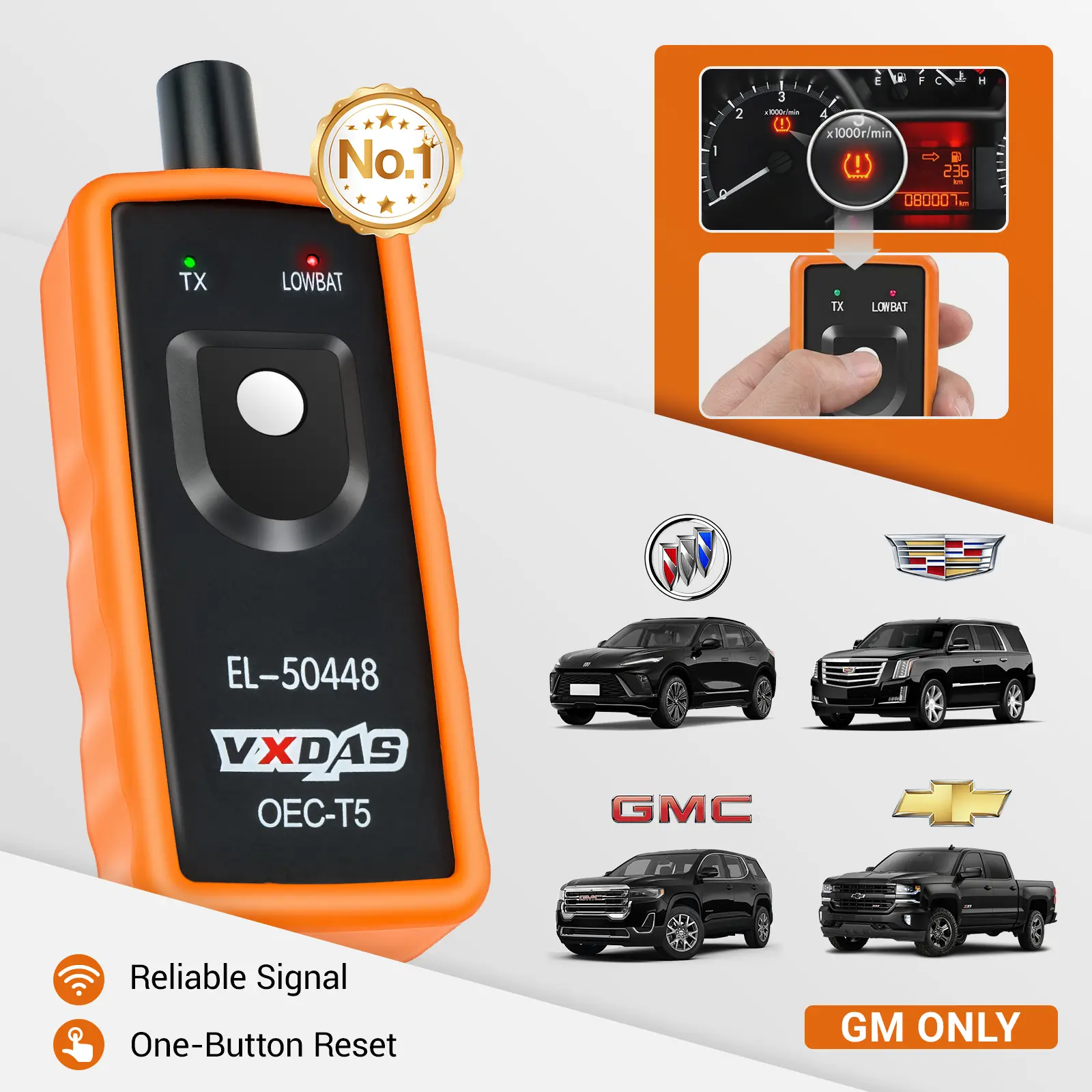 [GM only]VXDAS EL-50448 TPMS Relearn Tool for GM Tire Sensor TPMS Reset Tool Tire Pressure Monitor system Activation Tool OEC-T5 for GM Buick/Chevy/Cadillac Series Vehicles 2023 Edition, Tire Pressure Monitoring, Car Tools fathersdaygift
