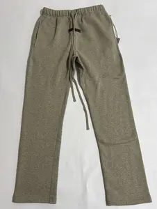 Uncuffed Sweatpants Dark Oatmeal Joggers Relaxed Oversized Fit Design Unisex Casual Lounge Athletic Pants with Pockets, CleanFit with Drawstring