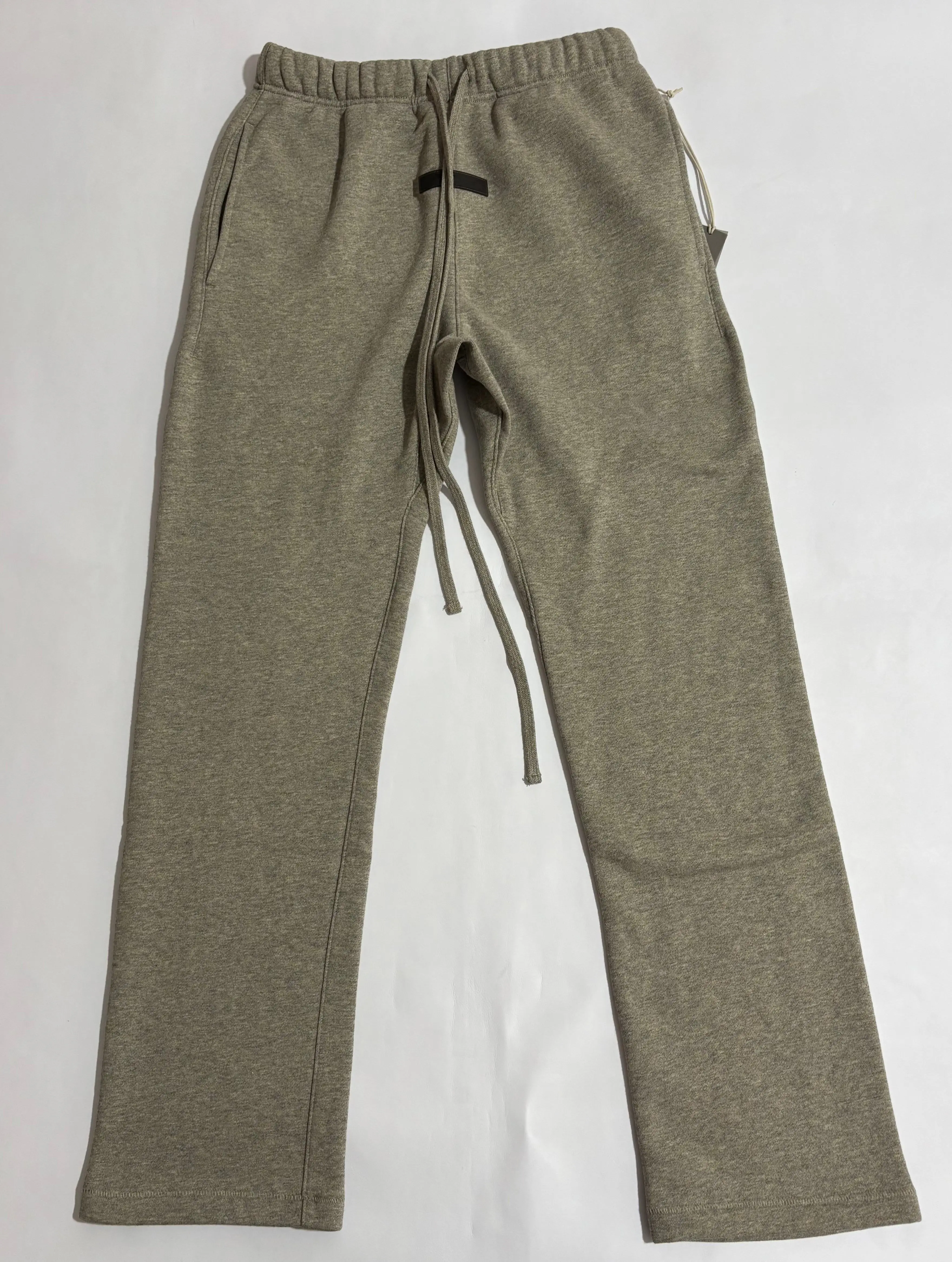 Heavyweight Uncuffed Joggers for Men - Oversized Wide-Leg Fit with Complex Texture, Black Flocked Logo & Elongated Contrast Drawcords, Premium Melange Weave, Uncuffed Men's Pants, Drawstring, Heathered, Side Pockets
