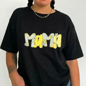 Plus Size Mama Shirt Cute Mom Tee Women Lemon Floral Daisy Graphic Cottagecore Relaxed Fit Mother's Day Gift S-6XL