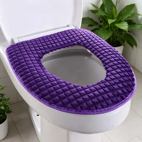 Plush Toilet Seat Cover Winter Warm Zippered Universal Fit for Round & Oval | Thick, Soft, Washable, Non-Slip, Cozy, Fluffy Cushioned Toilet Lid Pad Protector for Bathroom Home Use