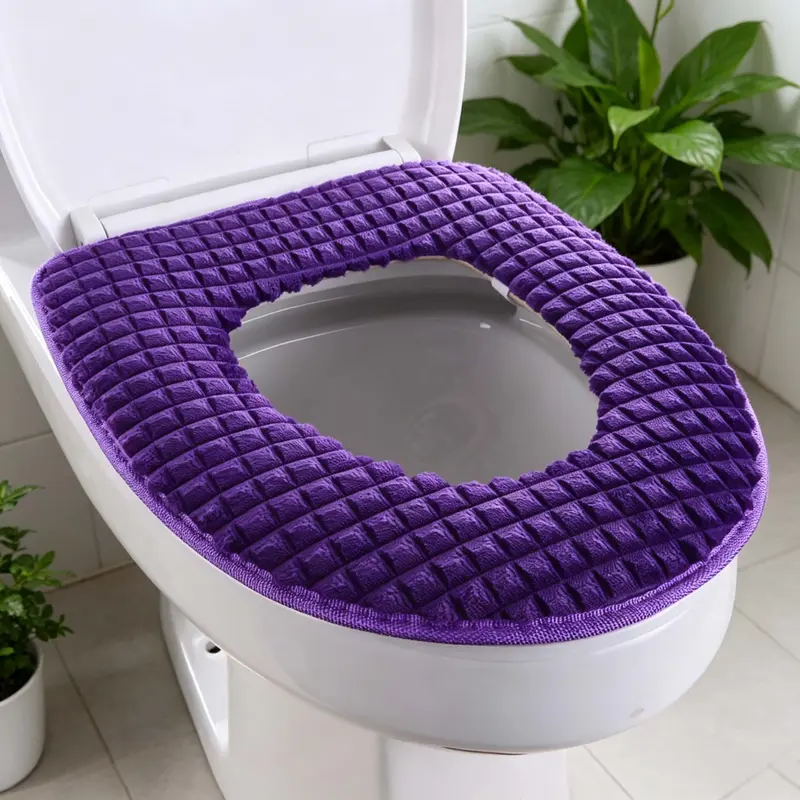 Plush Toilet Seat Cover Winter Warm Zippered Universal Fit for Round & Oval | Thick, Soft, Washable, Non-Slip, Cozy, Fluffy Cushioned Toilet Lid Pad Protector for Bathroom Home Use