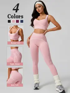 Women's Slimming Yoga Set, High Waist Tight-Fitting Pants + Sports Bra, Quick-Dry Sweat-Wicking High Elasticity, High Stretch Sporty, Outdoor Intense Sports, Sweatsuit Matching Set, Yoga Workout Activewear, Workout Sets