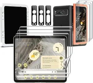 Milomdoi 9-in-1 Screen Protector for Google Pixel Fold 5G with 3 Pack Tempered Glass Camera Lens Cover Smartphone Protection Accessories Protective Installation Handheld Durable Colorful