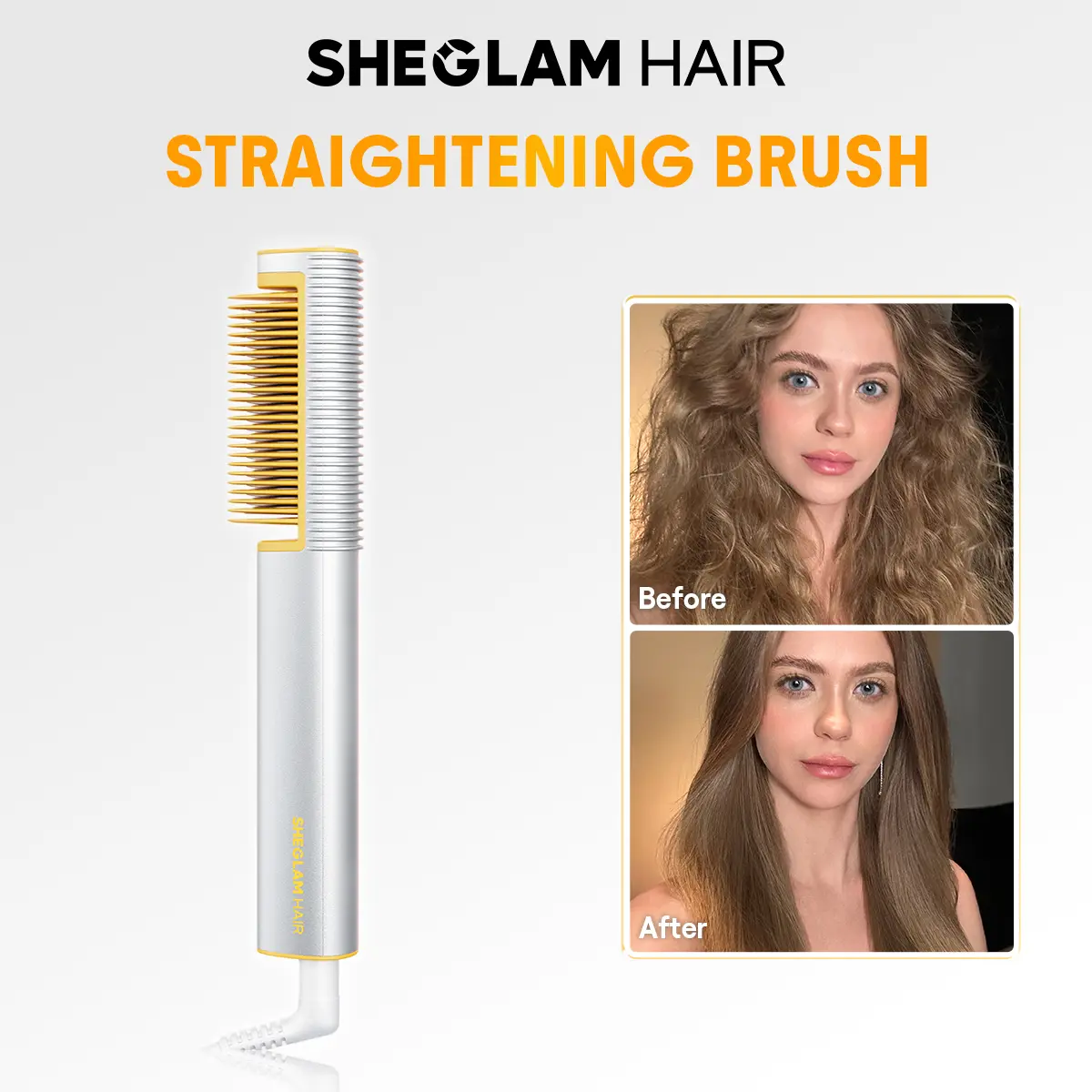 [BOGO Sale] SHEGLAM HAIR Sleek Chic 3D Thermal Straightening Brush Pro | Ionic Hair Straightener | Straight & Curly Hair Comb | 5-Level Temps | 3D Anti-Scald Design | Detangles Hair Easily For Home Salo#curly hair products #intimate gifts for women