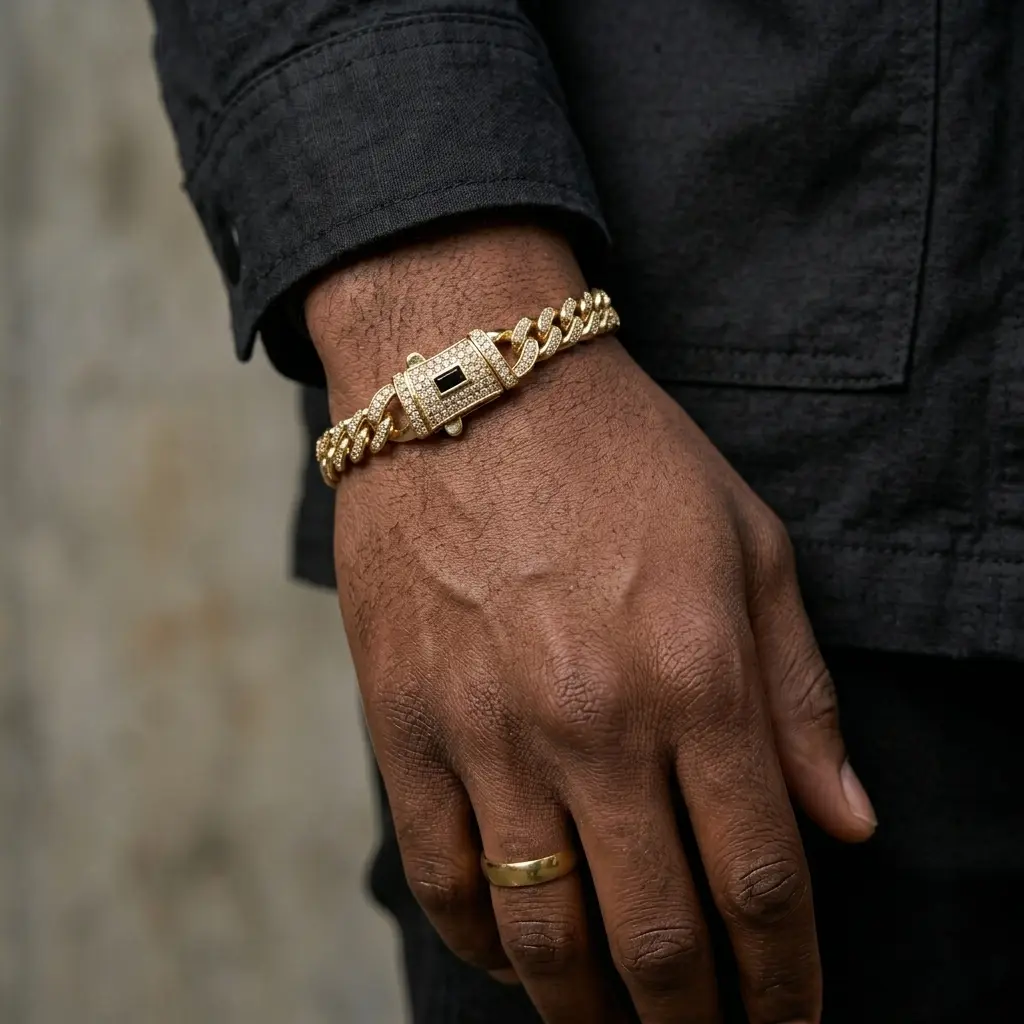 14K Gold Plated Cuban Link Bracelet - Thick Miami Chain, Chunky Hip Hop Streetwear Jewelry, Sweat & Tarnish Resistant Luxury Wristband Gift for Men & Women