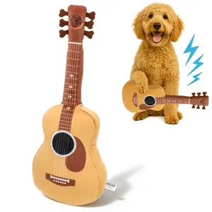 PUPROAR Acoustic Guitar Dog Toy – Plush Crinkle Squeaky Toy for Medium & Large Dogs, Durable Musical Interactive Chew Toy for Valentines Day & Birthday Gifts