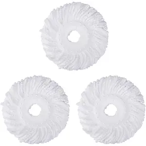 Pack of Replacement Spin Mop Heads-Microfiber, for Easy Cleaning, Round Shape, Standard Size