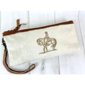 Rancher Branded Cowhide Clutch Wristlet