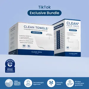 CLEAN SKIN CLUB The Clean Duo: Clean Skin Club Clean Towels XL + Face pads