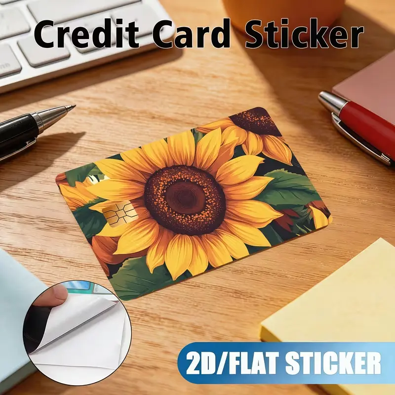 Sunflower Credit Card Skin Sticker – Bright Yellow Floral Debit Card Cover, Rustic Botanical Waterproof Vinyl Card Decal, Sunflower Lover Wallet Accessory