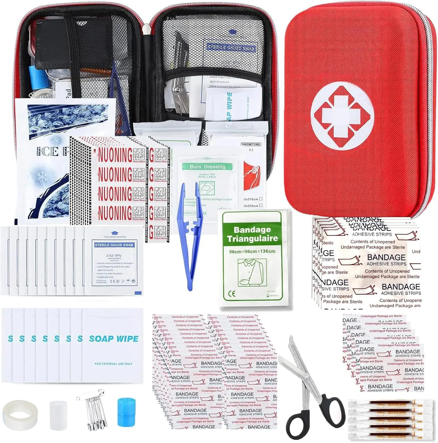 276PCS First Aid Set - Small Compact Emergency Kit with Essential Supplies, Pain Relief Items, Bandages in Waterproof Lovely Bag for Home, Outdoor Activities, Eva, 1.15 Lbs