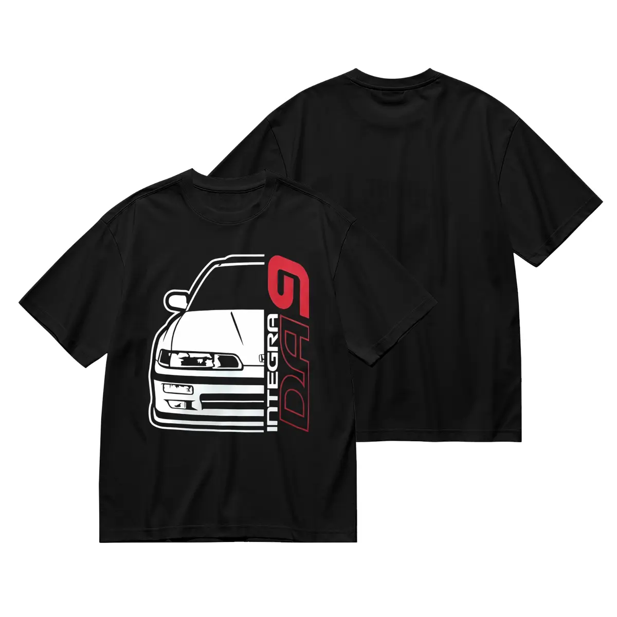 2019 Unisex Modern Fit Japanese Integra Da9 Car Graphic T-Shirt, Bold Red White Geometric Print 100% Cotton Round Neck Auto Enthusiast Casual Tee