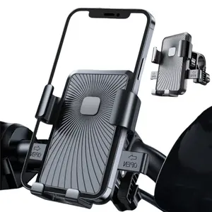 360° Rotation Bike Motorcycle Phone Holder Mount, Shockproof Phone Stand Handlebar Clamp, Anti-Slip Design Easy Install Quick-Release for iPhone 17/16/15/14/13 Pro Max/Plus Samsung 4.7-7" Smartphones, Universal For Scooter Ebike 0.8-1.1" Handlebar