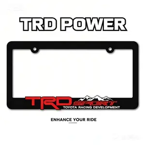 2-Pack Off-Road Style License Plate Frames for Toyota Tacoma Tundra 4Runner RAV4 Highlander, Matte Black Aluminum Plate Holder, No-Drill Install with Bracket, Rust-Proof Front & Rear Set