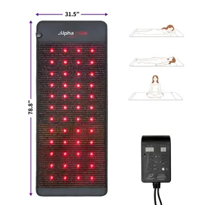 Far Infrared Heating Pad with Red Light Therapy 32"x75" Extra Large, 48 pcs LED light，Natural Crystal Mat for Full Body Pain Relief, Low EMF Heating Pad for Muscle Relaxation, Model A8000