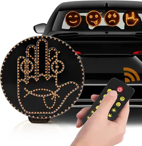 4 Expression and 4 Gestures Finger Car Lights,Road Rage LED Sign for Car,Funny Hand Gesture Light for Car Back Window,2 in 1 Car Expression Gesture Lights