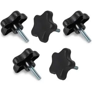 5 Pack 5/16"-18 5 Star Knobs with 1" Threaded Stud, Thumb Screw Knobs with Bolts for Lawn Mower, Umbrella Base, Woodworking Tools & Jigs, Clamps (QNB3007)