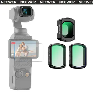 NEEWER FL-C84 Lens Filter Set for DJI Osmo Pocket 3 / Pocket 4 / Xtra Muse, 0.75x Wide Angle Lens + Black Diffusion 1/4 + LPR Filter + Screen Protector, Action Camera Accessories