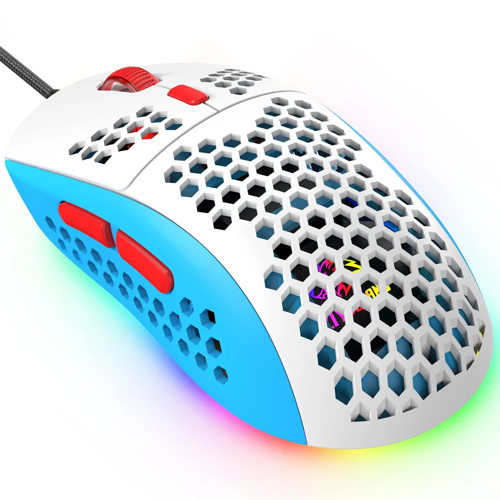 Mambasnake 383 PRO M5 Ultralight Wired Computer Gaming Mouse with 6 Adjustable DPI 12000 and 26 RGB Breathing Backlit Mice for Win11/Xbox/PS/Mac