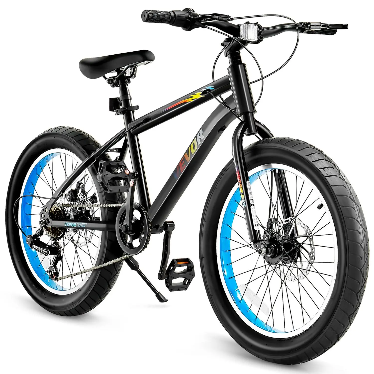 【SummerFinds】VEVOR Mountain Bike, 20 inch MTB Bicycle with 7 Speeds SHIMANO Twist Shifting, Comfort Saddle, Dual Disc Brakes, High Carbon Steel Frame, Fat Tire Sport Cycling Bicycle for Trail Snow