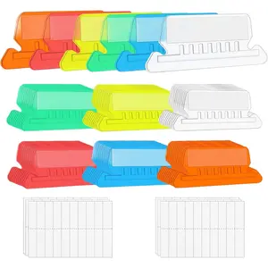 File Folder Tabs, 60+120 Sets Multicolor Hanging Folder Tabs With Inserts, 2 Inch Clear Plastic for Quick